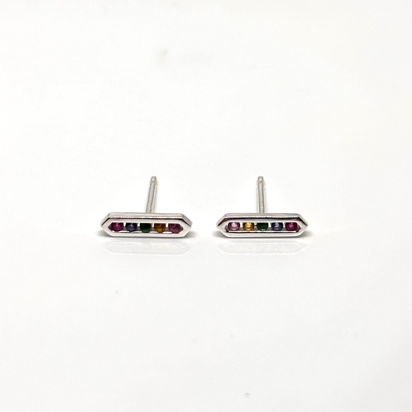 Bar ear studs with multi coloured crystals from Pixi Daisy