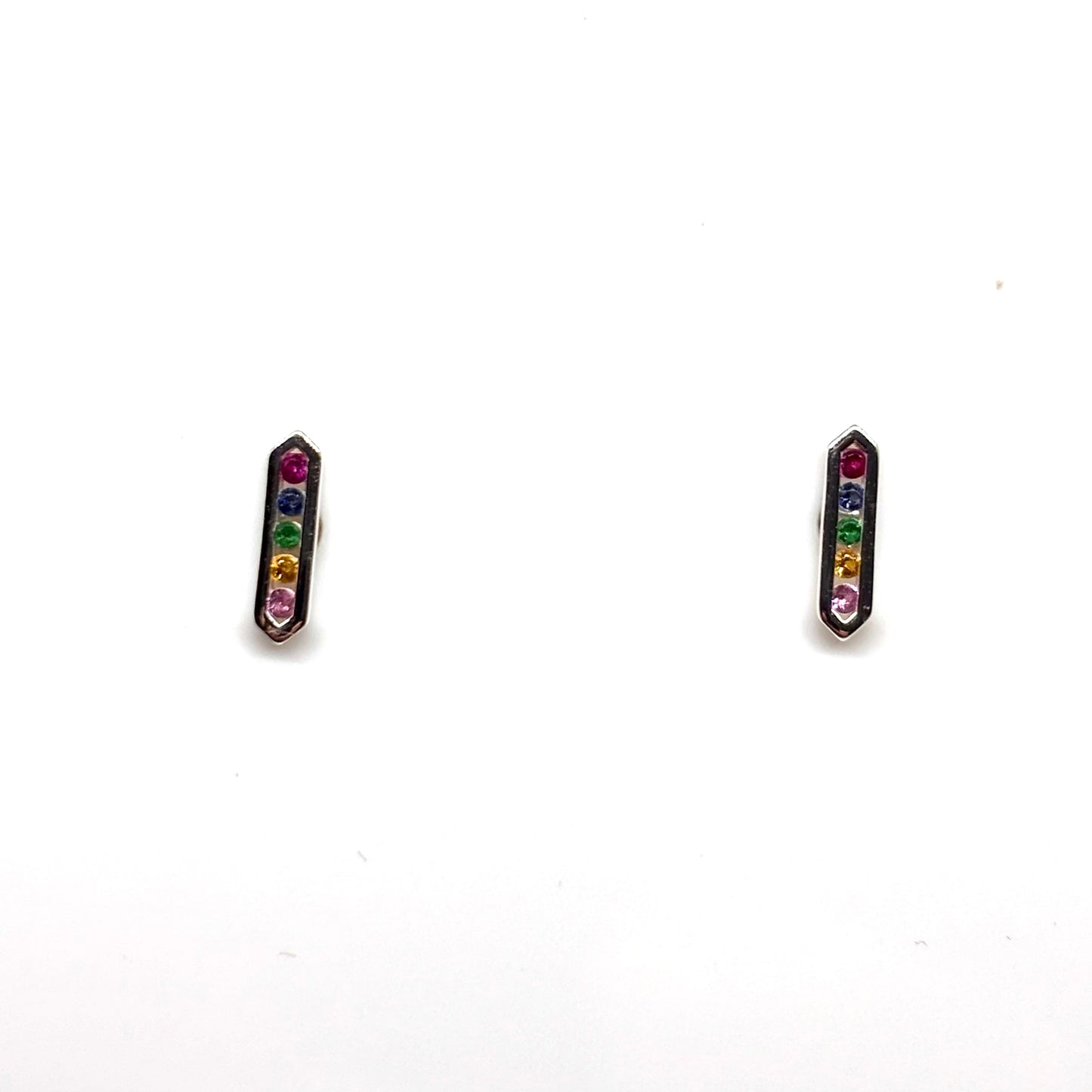 Bar ear studs with multi coloured crystals from Pixi Daisy
