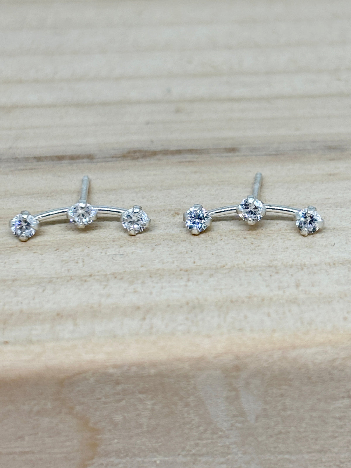 three crystal bar ear studs from pixi daisy