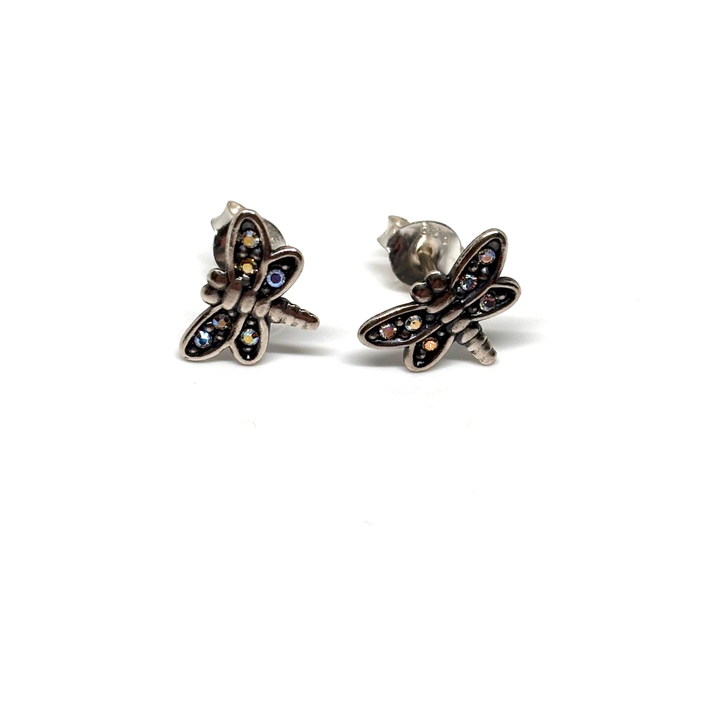 Dragonfly ear studs with multicoloured crystals from Pixi Daisy