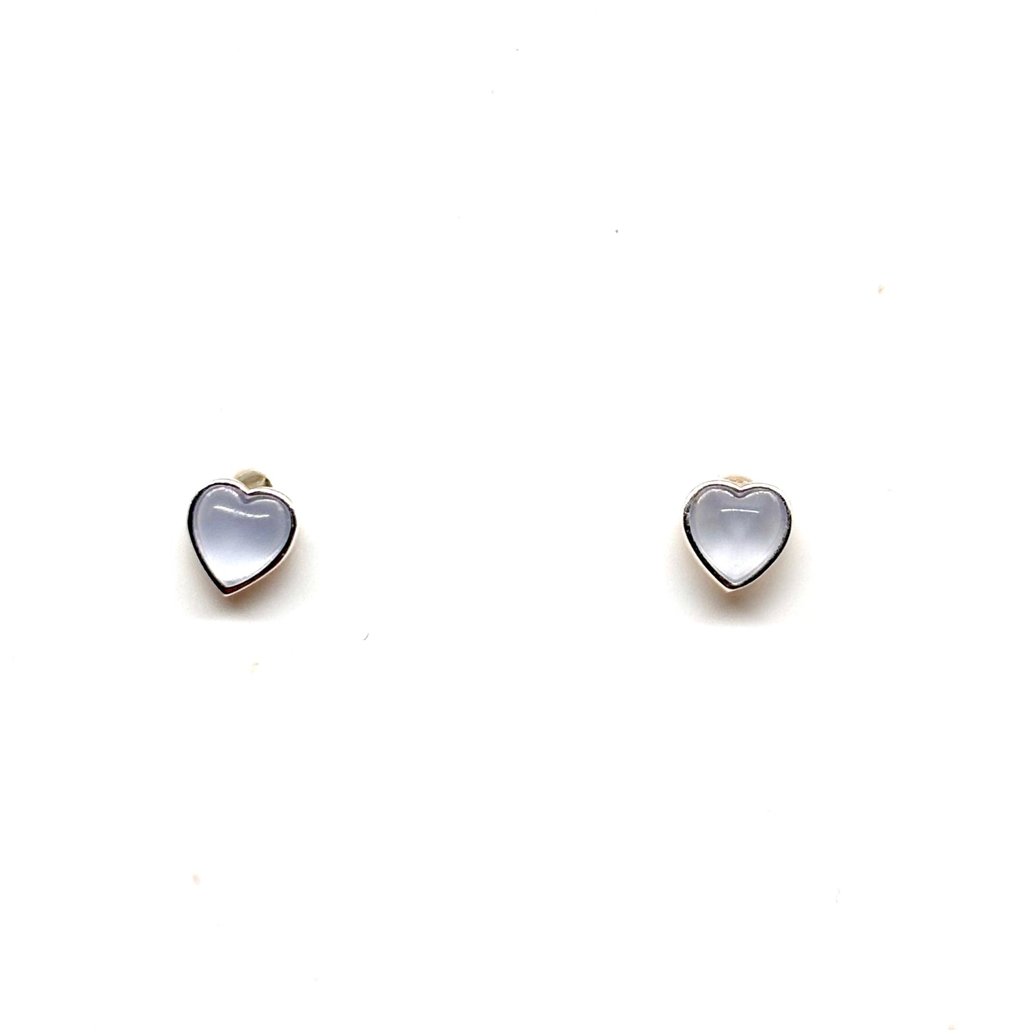 Pale blue heart shaped ear studs from Pixi Daisy