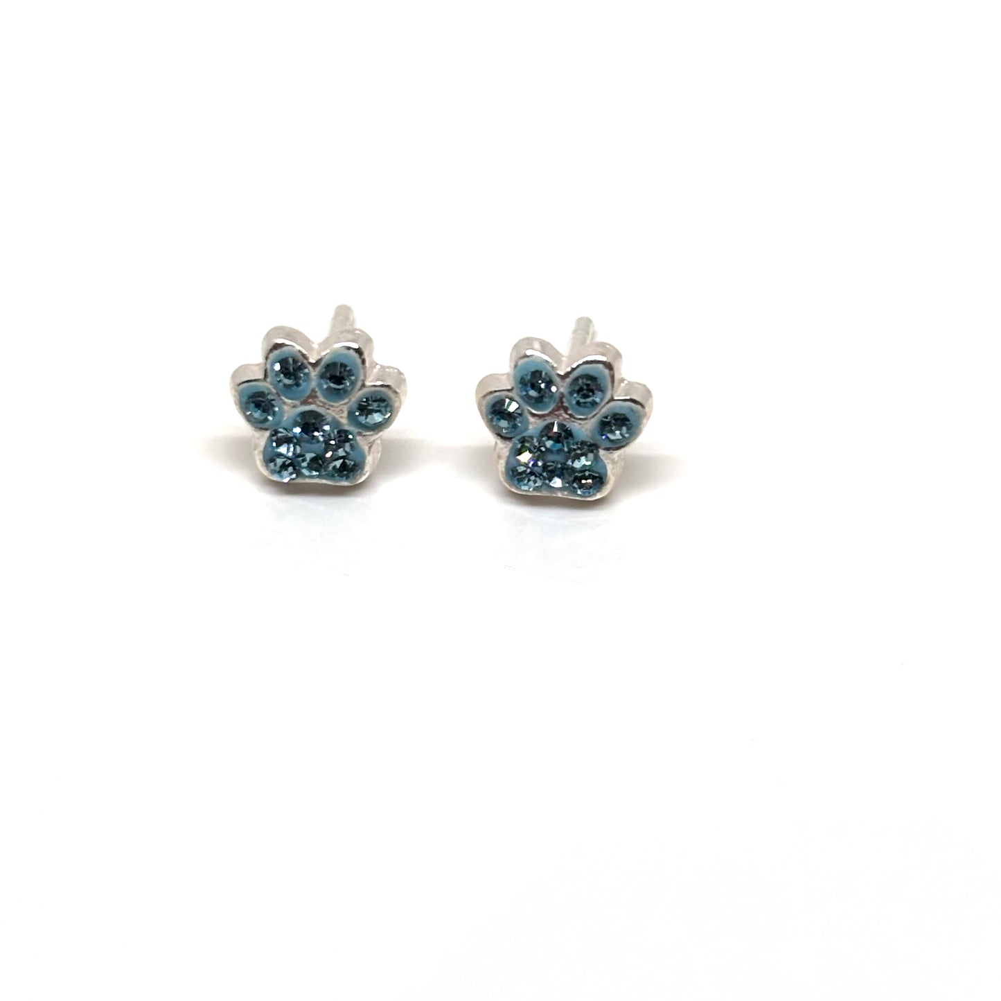 Animal Paw ear studs with aquamarine crystals from Pixi Daisy