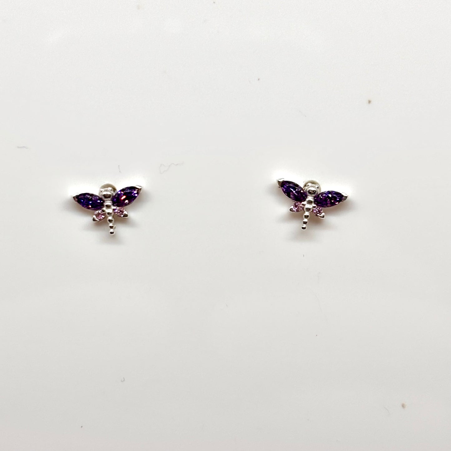 Dragonfly stud earrings with purple crystals from Pixi Daisy