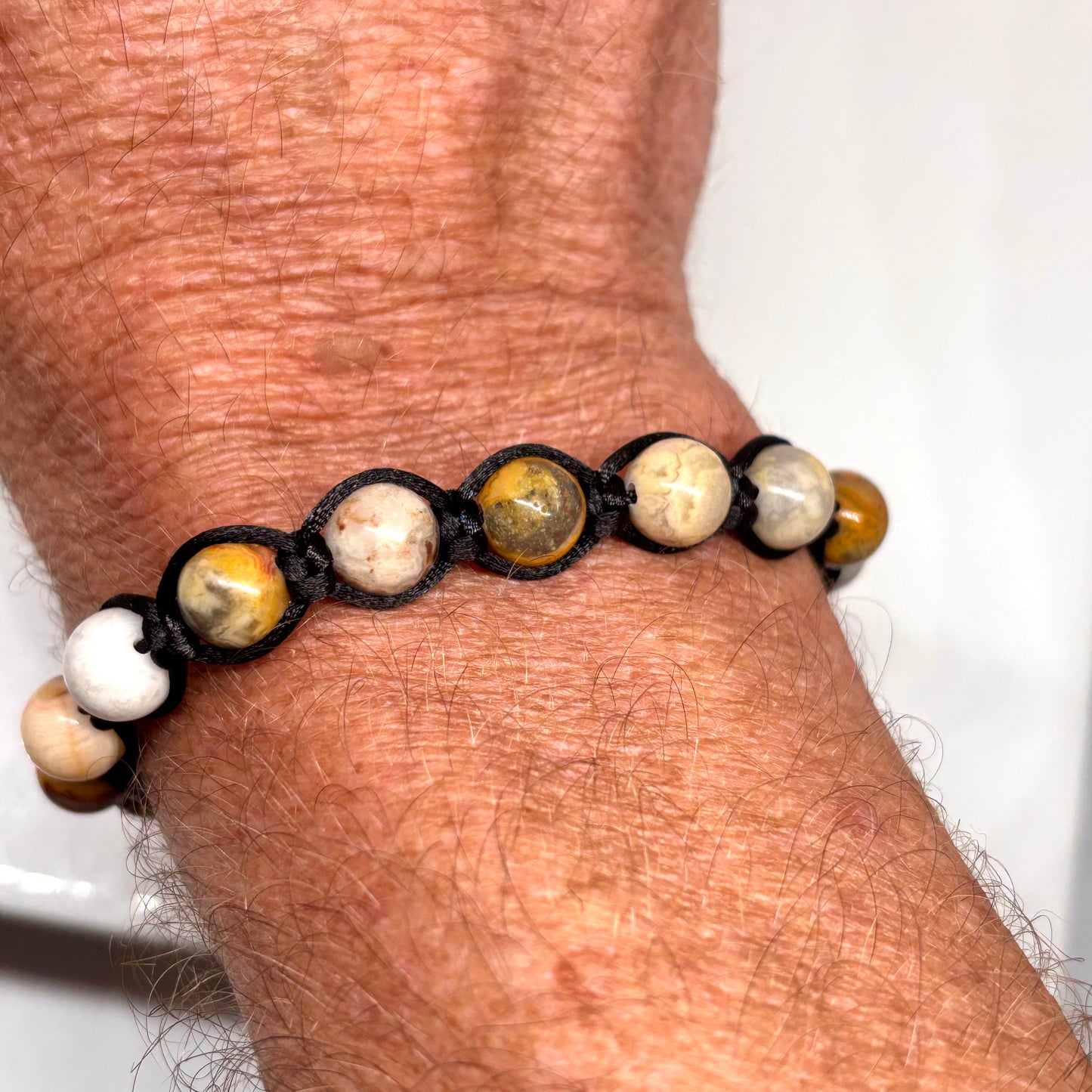 Crazy Lace Agate macrame bracelet from Pixi Daisy
