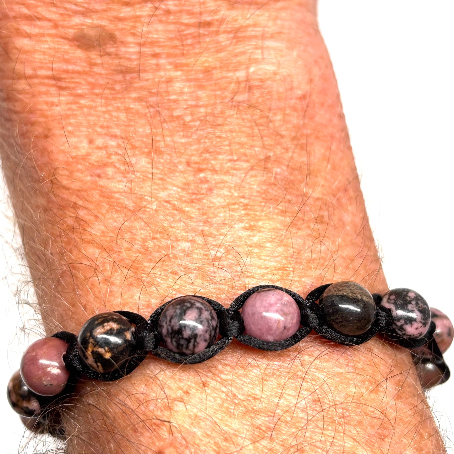 Rhondonite macrame bracelet from Pixi Daisy
