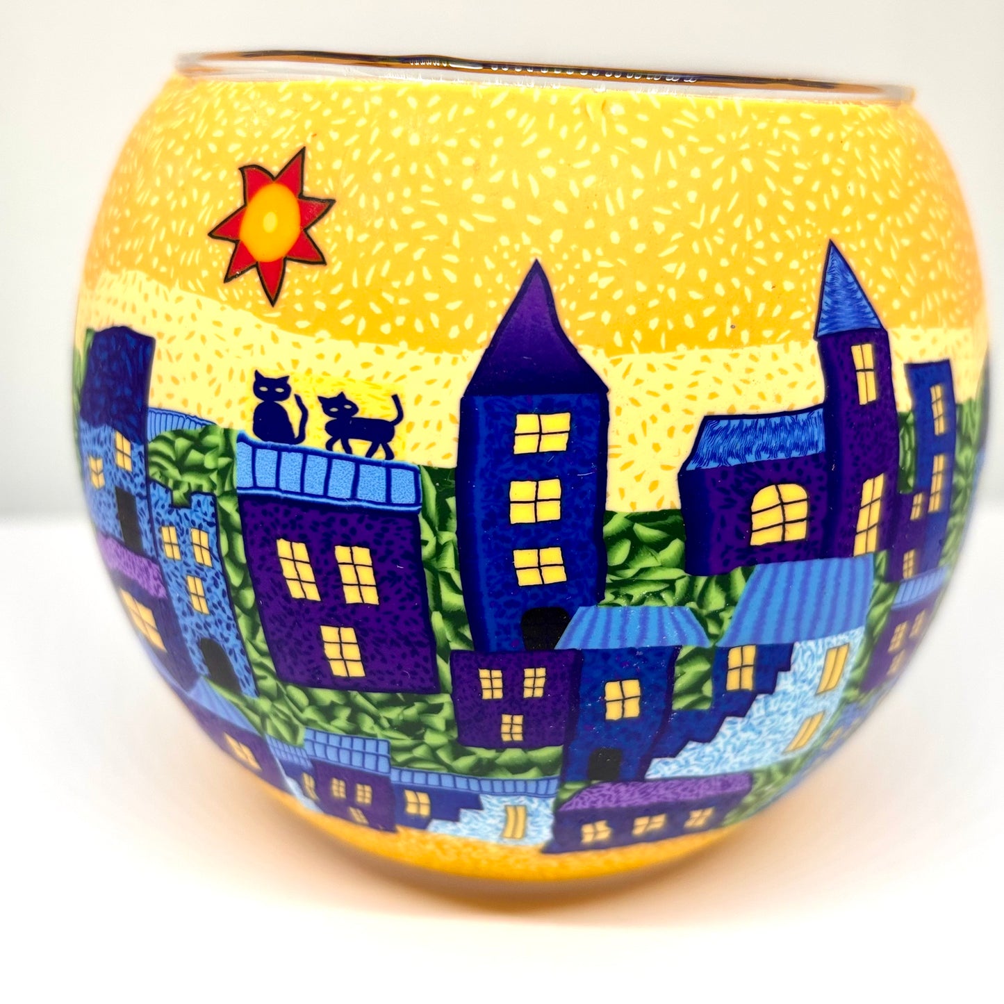 Cats on a roof globe tea ight holder from Pixi Daisy