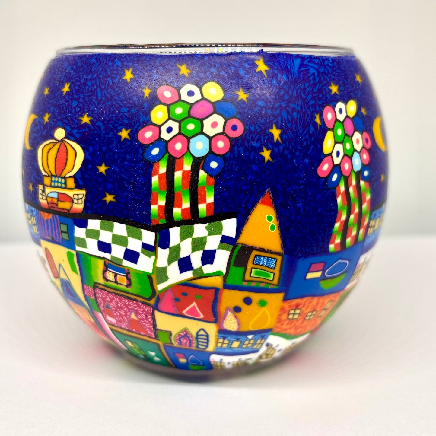 colourful town tea light candle holder from Pixi Daisy
