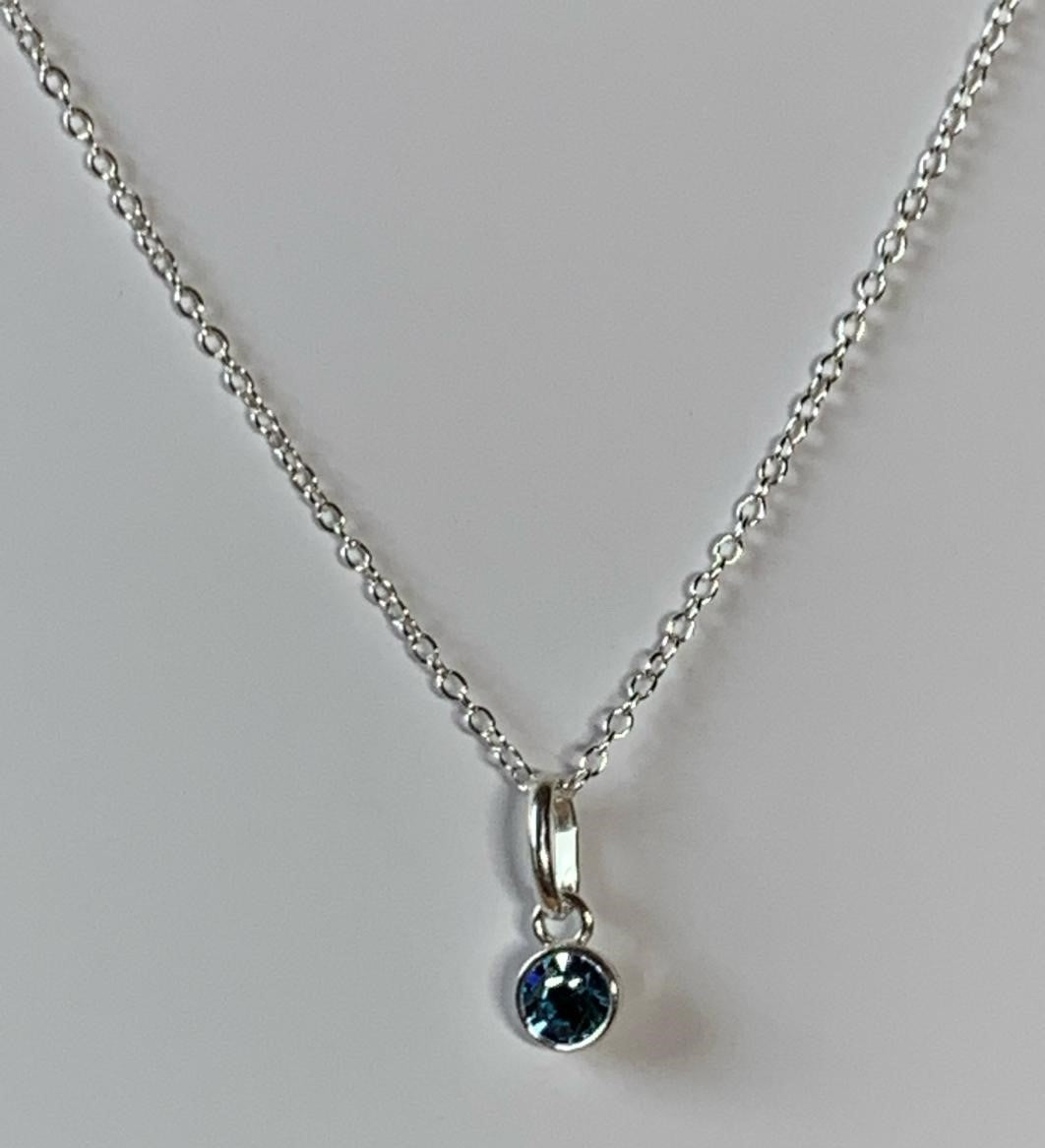 Sterling Silver March Birthstone Necklace