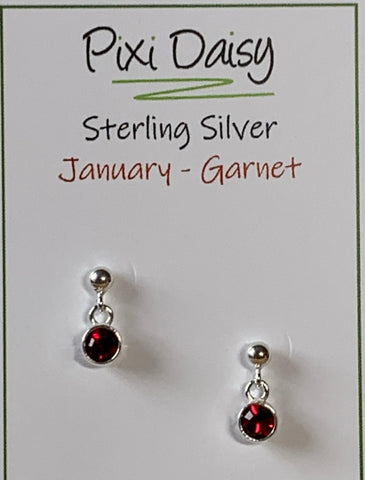 Sterling Silver January Birthstone Earrings