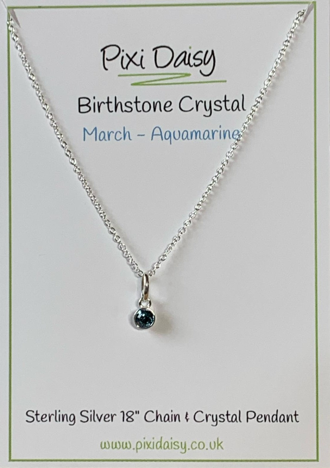 Sterling Silver March Birthstone Necklace