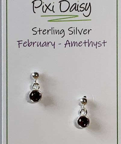 Sterling Silver February Birthstone Earrings