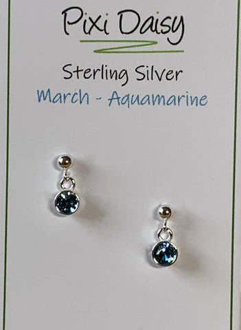 Sterling Silver March Birthstone Earrings