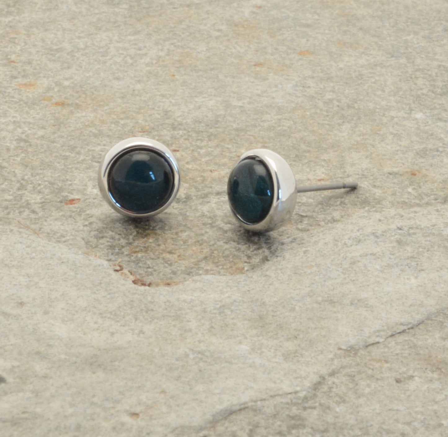 Miss Milly Dark Teal Marble Stud Earrings from Pixi Daisy