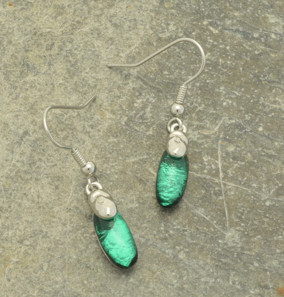 Miss Milly Emerald Green & Silver Drop Earrings