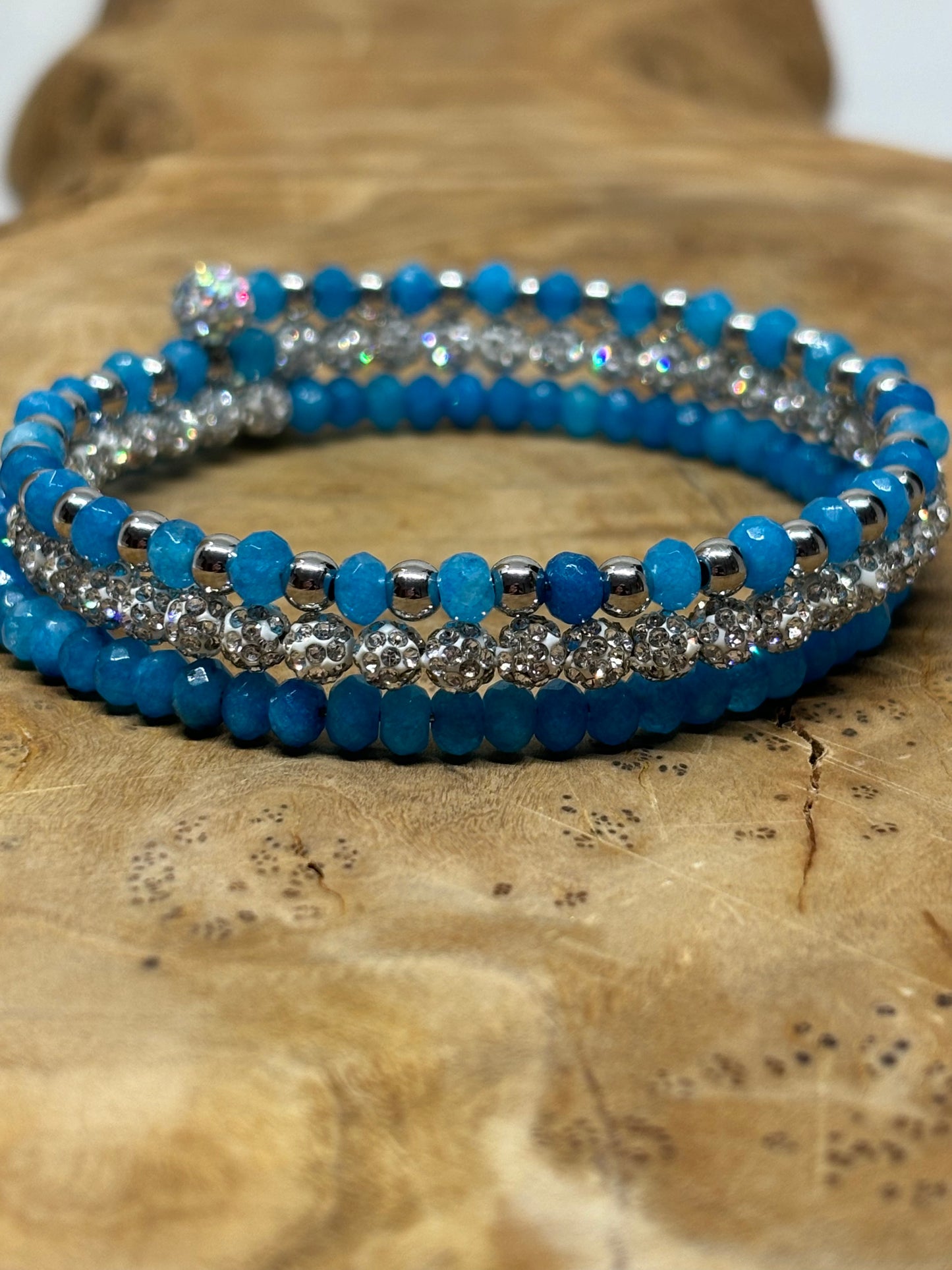 Sparkling Dyed Deep Blue Memory Wire Bracelet from Pixi Daisy
