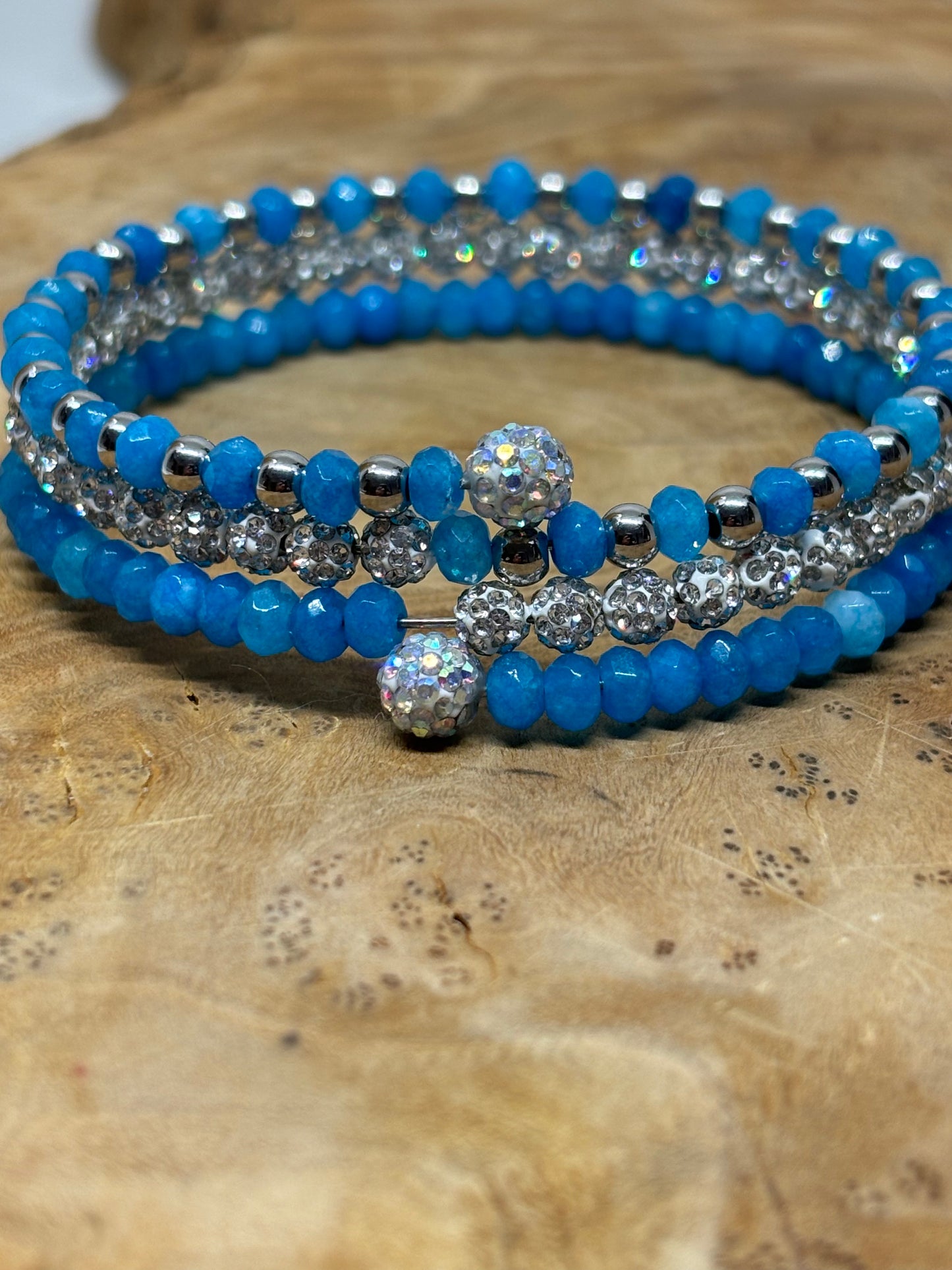 Sparkling Dyed Deep Blue Memory Wire Bracelet from Pixi Daisy