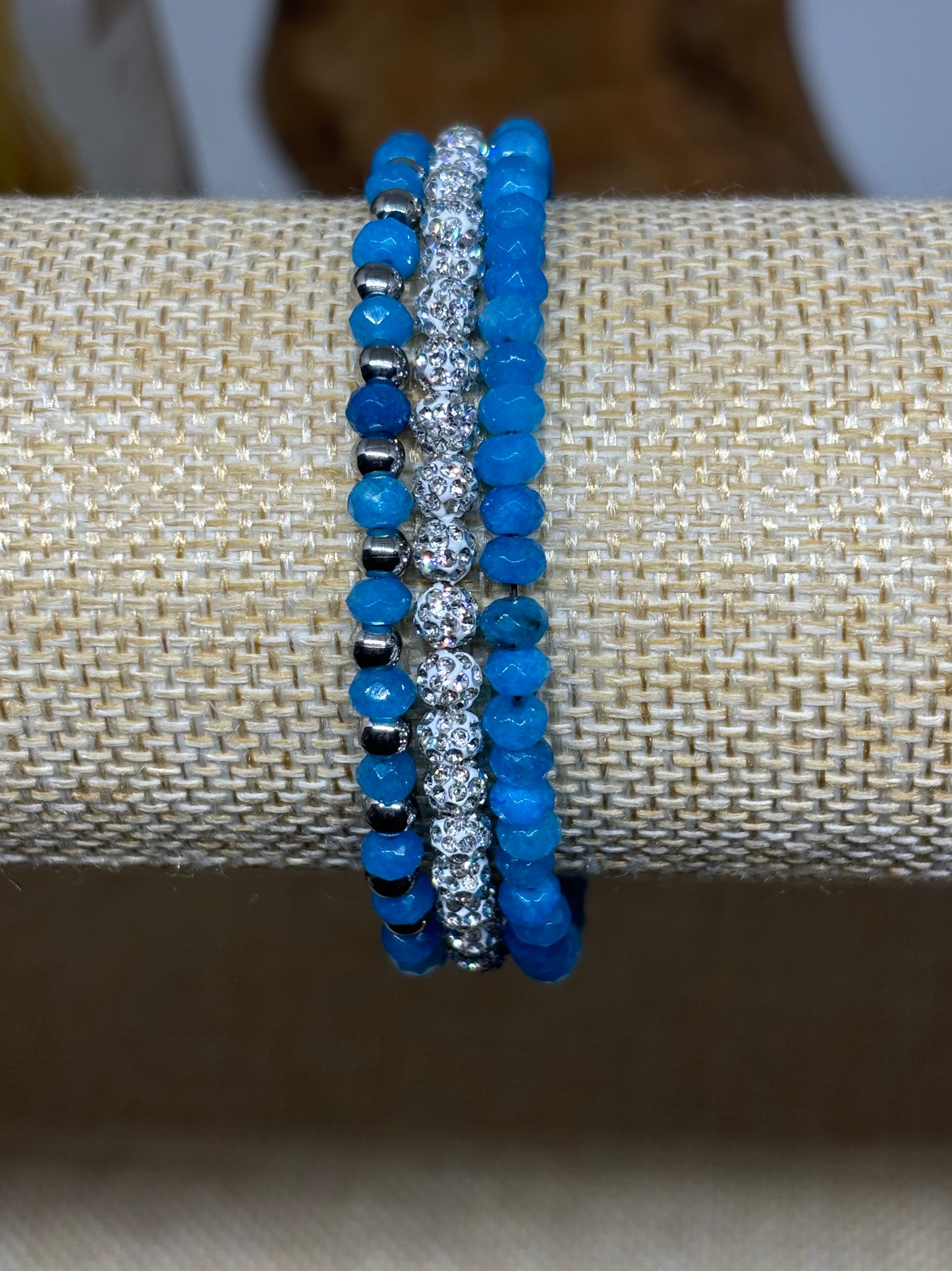 Sparkling Dyed Deep Blue Memory Wire Bracelet from Pixi Daisy
