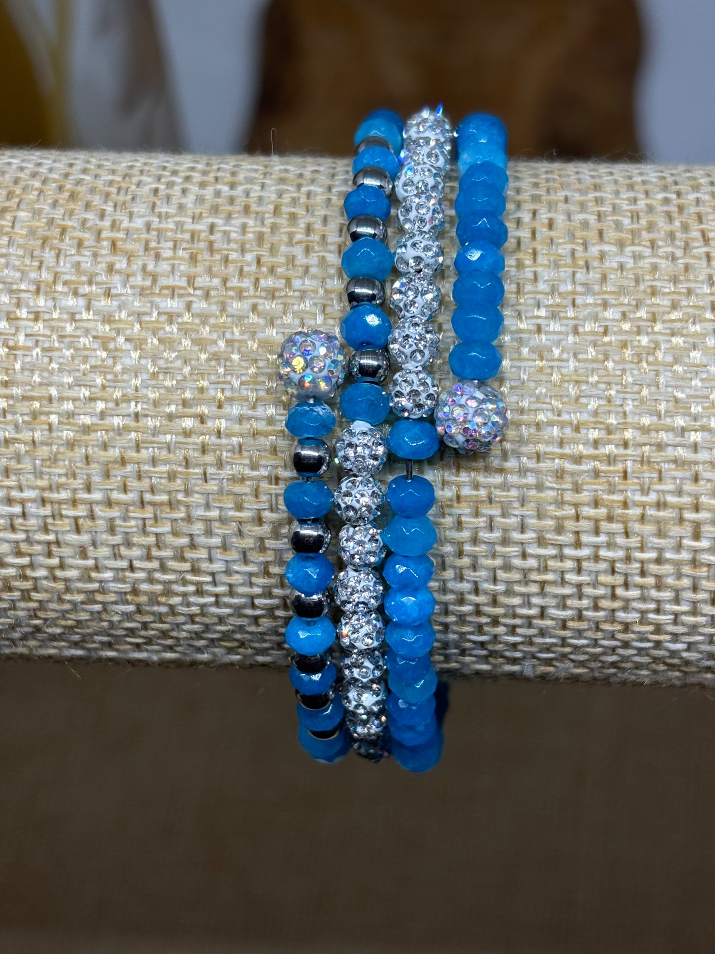 Sparkling Dyed Deep Blue Memory Wire Bracelet from Pixi Daisy