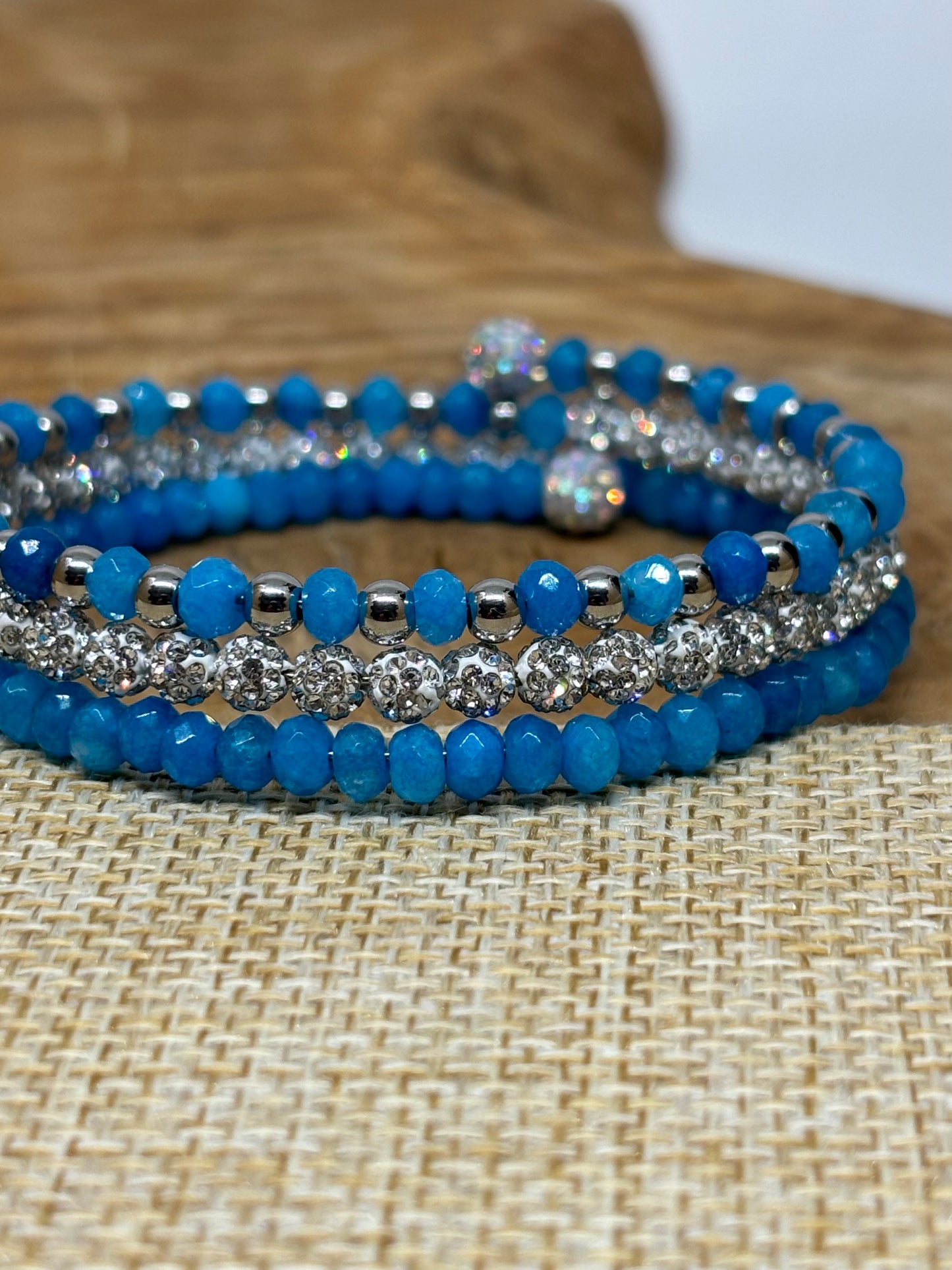 Sparkling Dyed Deep Blue Memory Wire Bracelet from Pixi Daisy