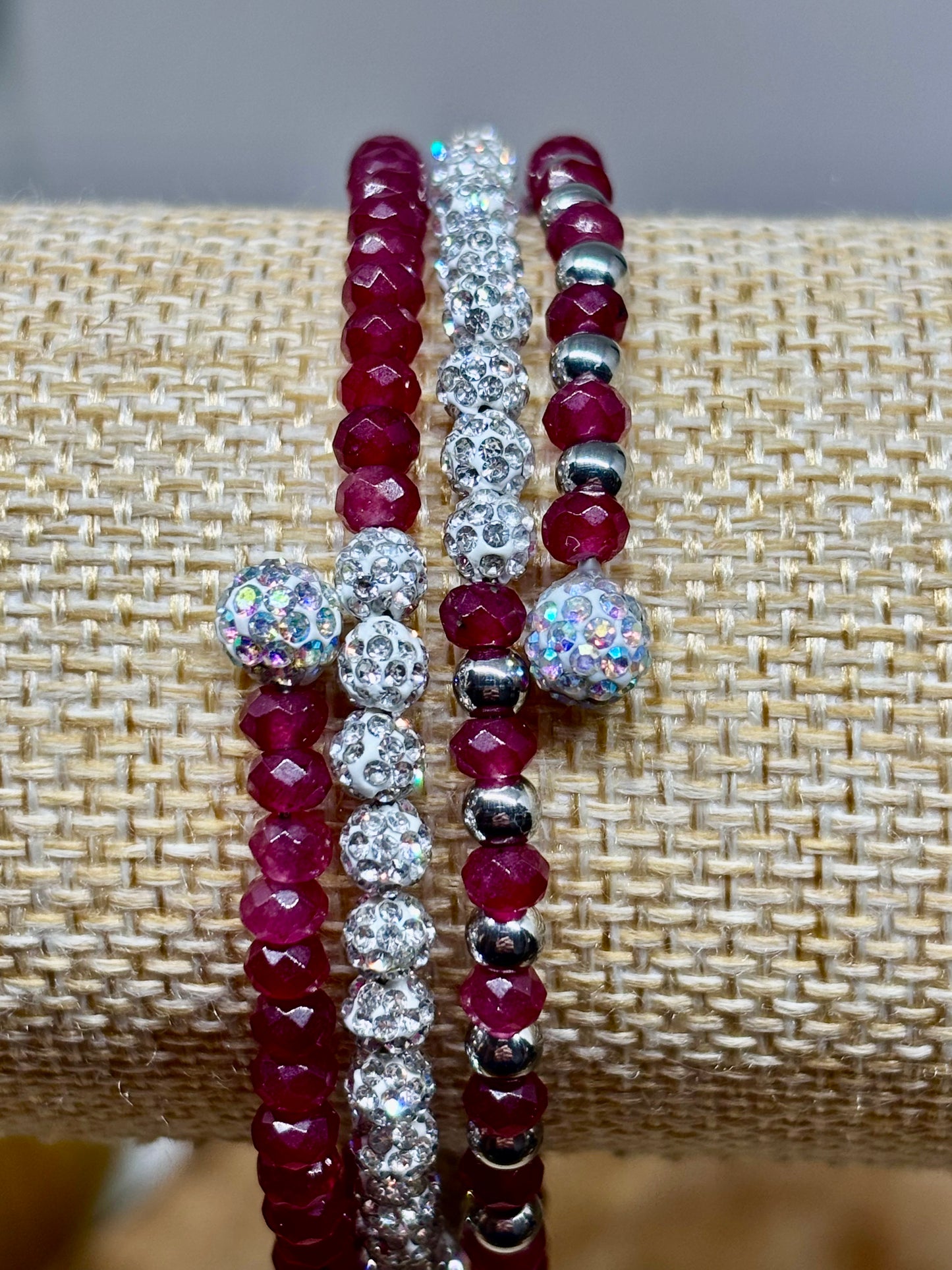Sparkling Dyed Camellia Memory Wire Bracelet from Pixi Daisy