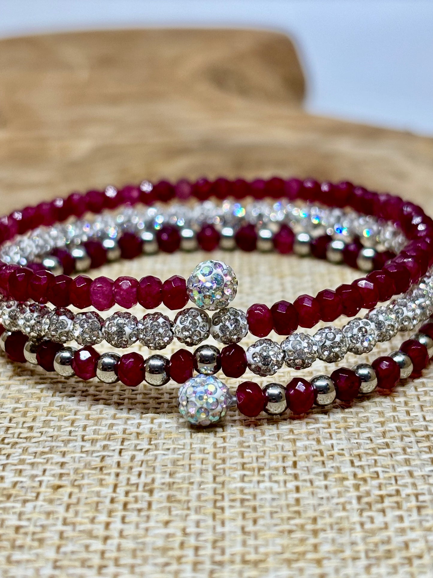 Sparkling Dyed Camellia Memory Wire Bracelet from Pixi Daisy