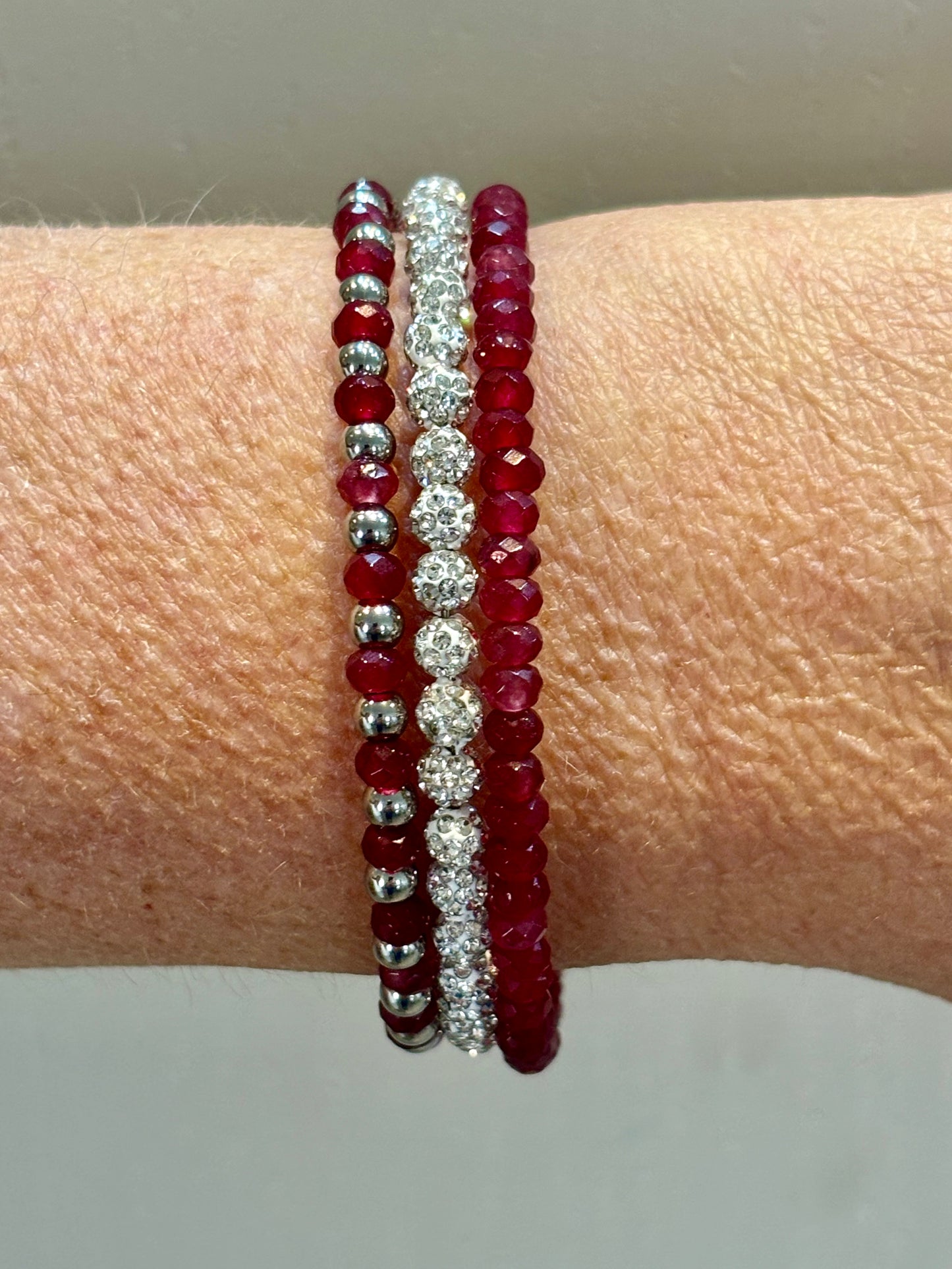 Sparkling Dyed Camellia Memory Wire Bracelet from Pixi Daisy