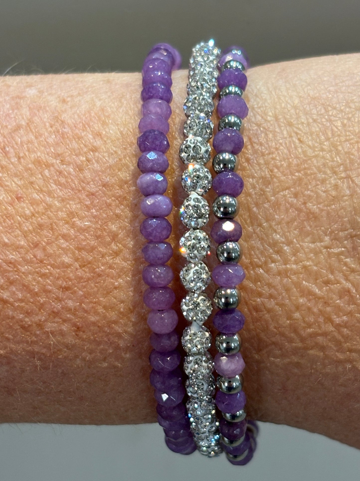 Sparkling Dyed Orchid Memory Wire Bracelet from Pixi Daisy