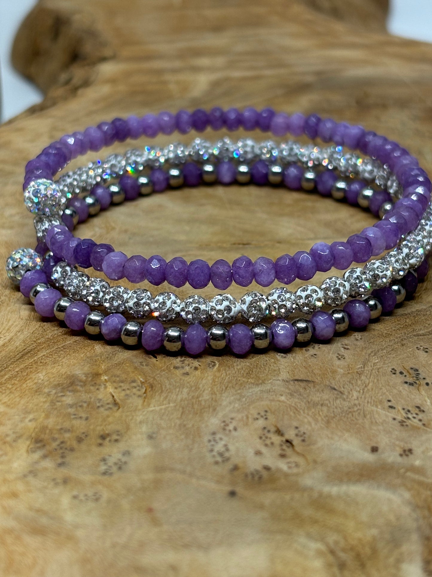 Sparkling Dyed Orchid Memory Wire Bracelet from Pixi Daisy