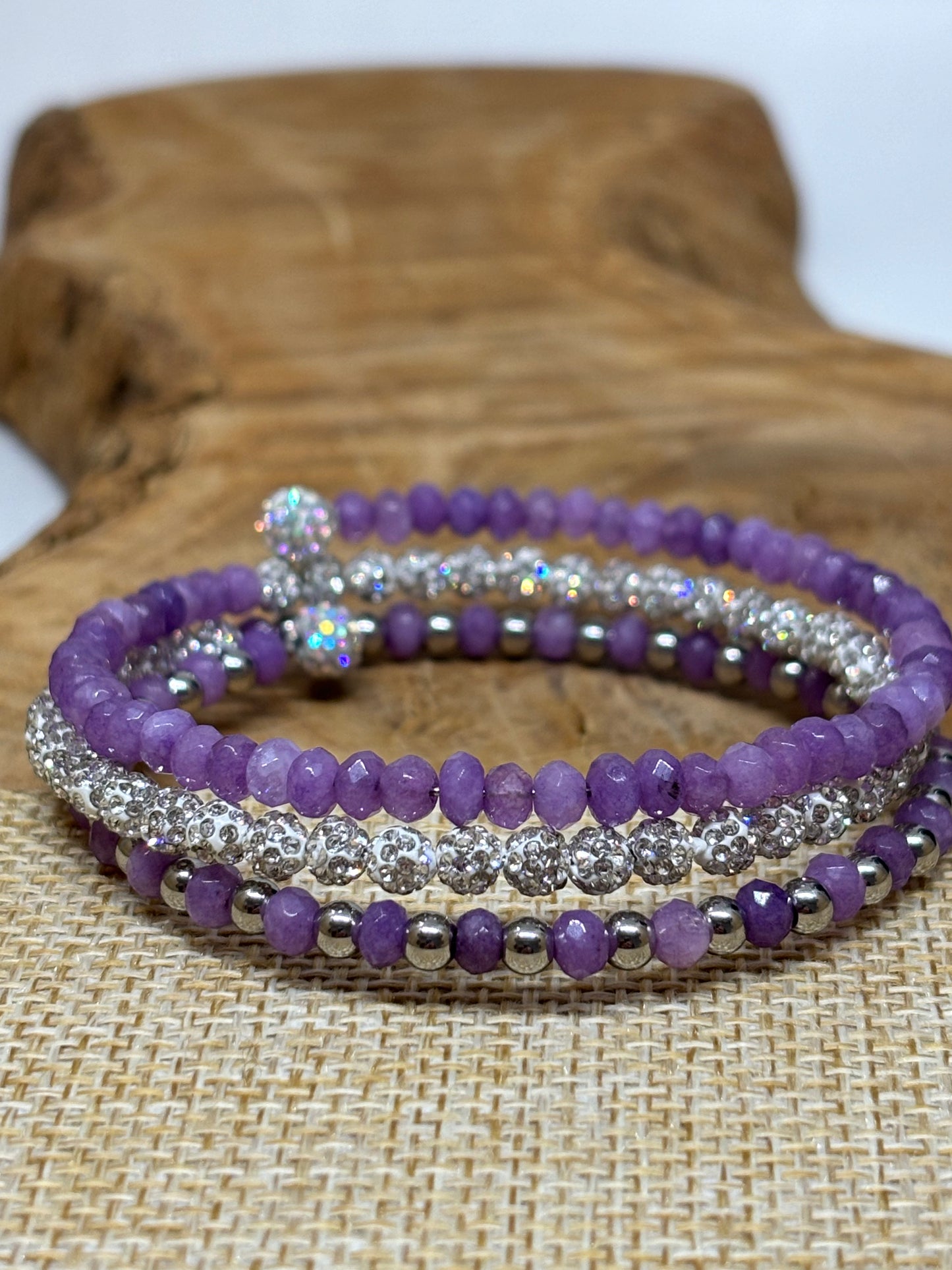 Sparkling Dyed Orchid Memory Wire Bracelet from Pixi Daisy