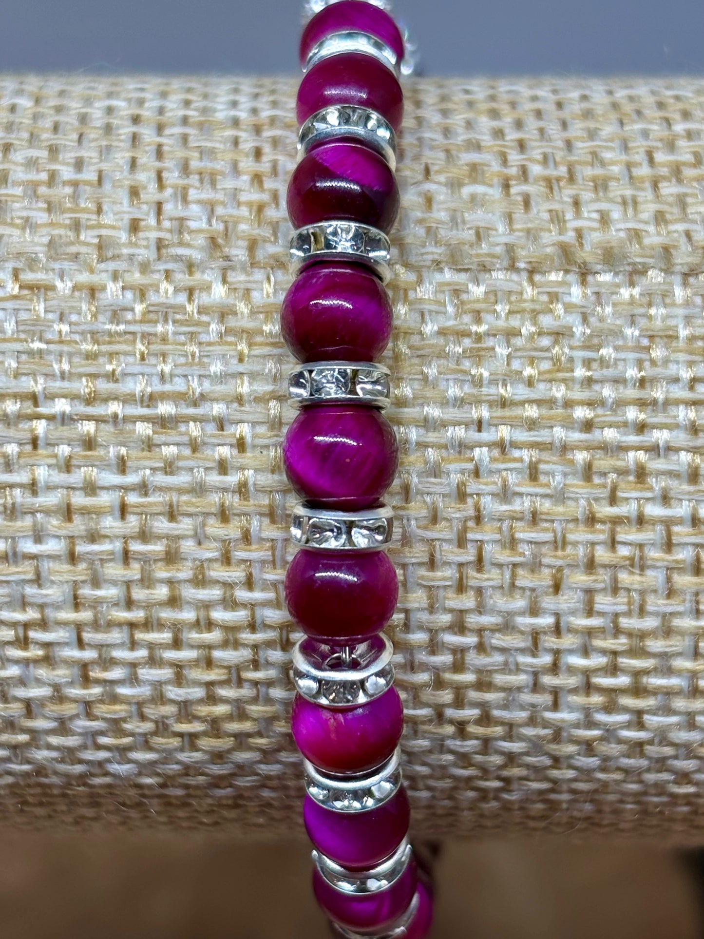 Pink Tiger's Eye Memory Wire Bracelet from Pixi Daisy