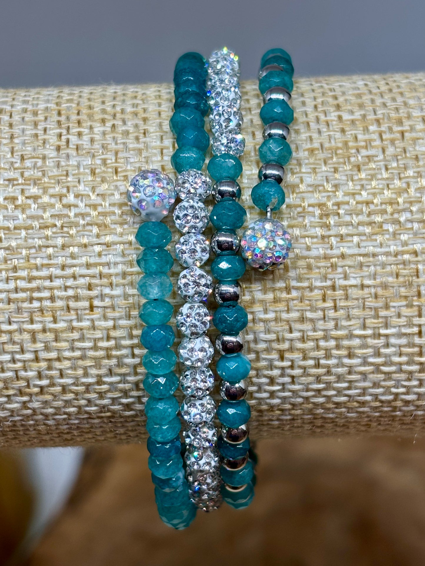 Sparkling Sea Green Jade Memory Wire Bracelet from Pixi Daisy