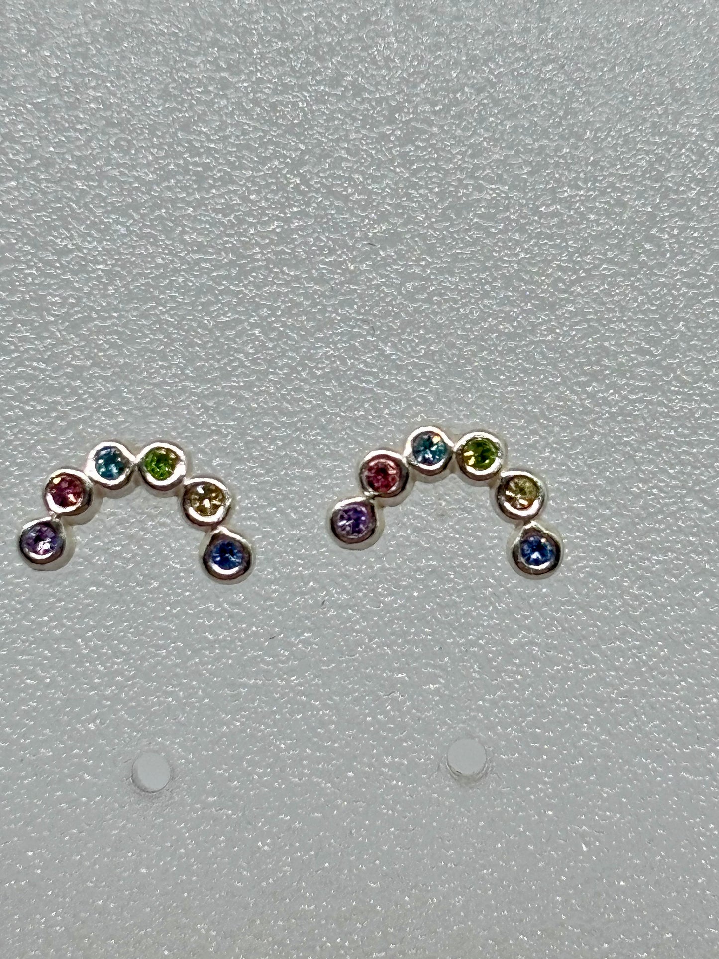 colourful crystal rainbow ear studs from Pixi Daisy