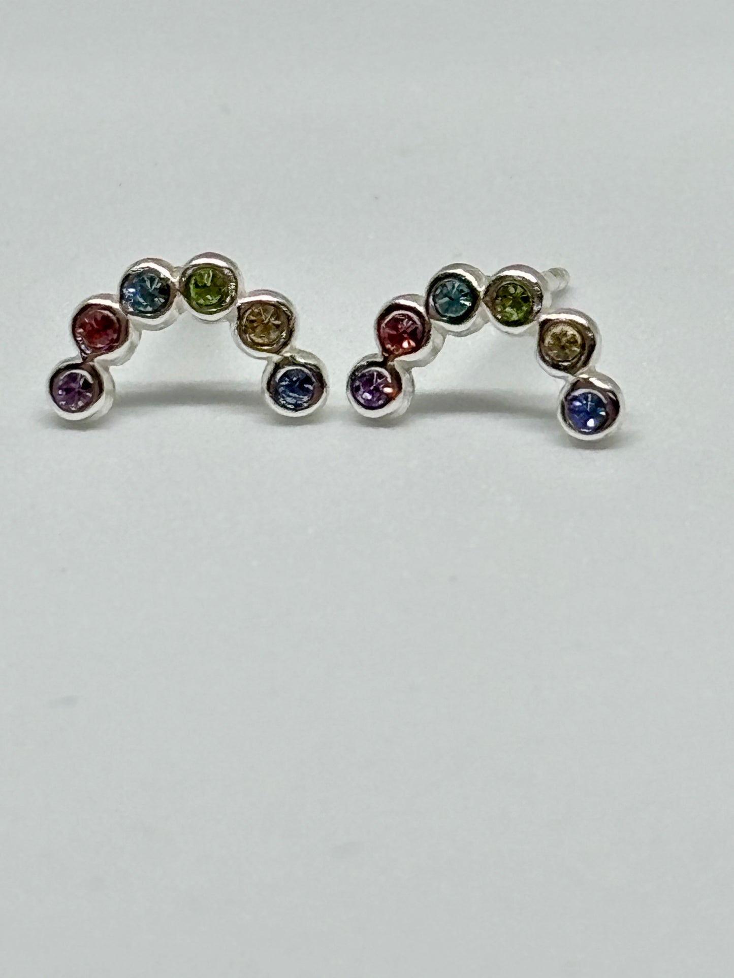 colourful crystal rainbow ear studs from Pixi Daisy