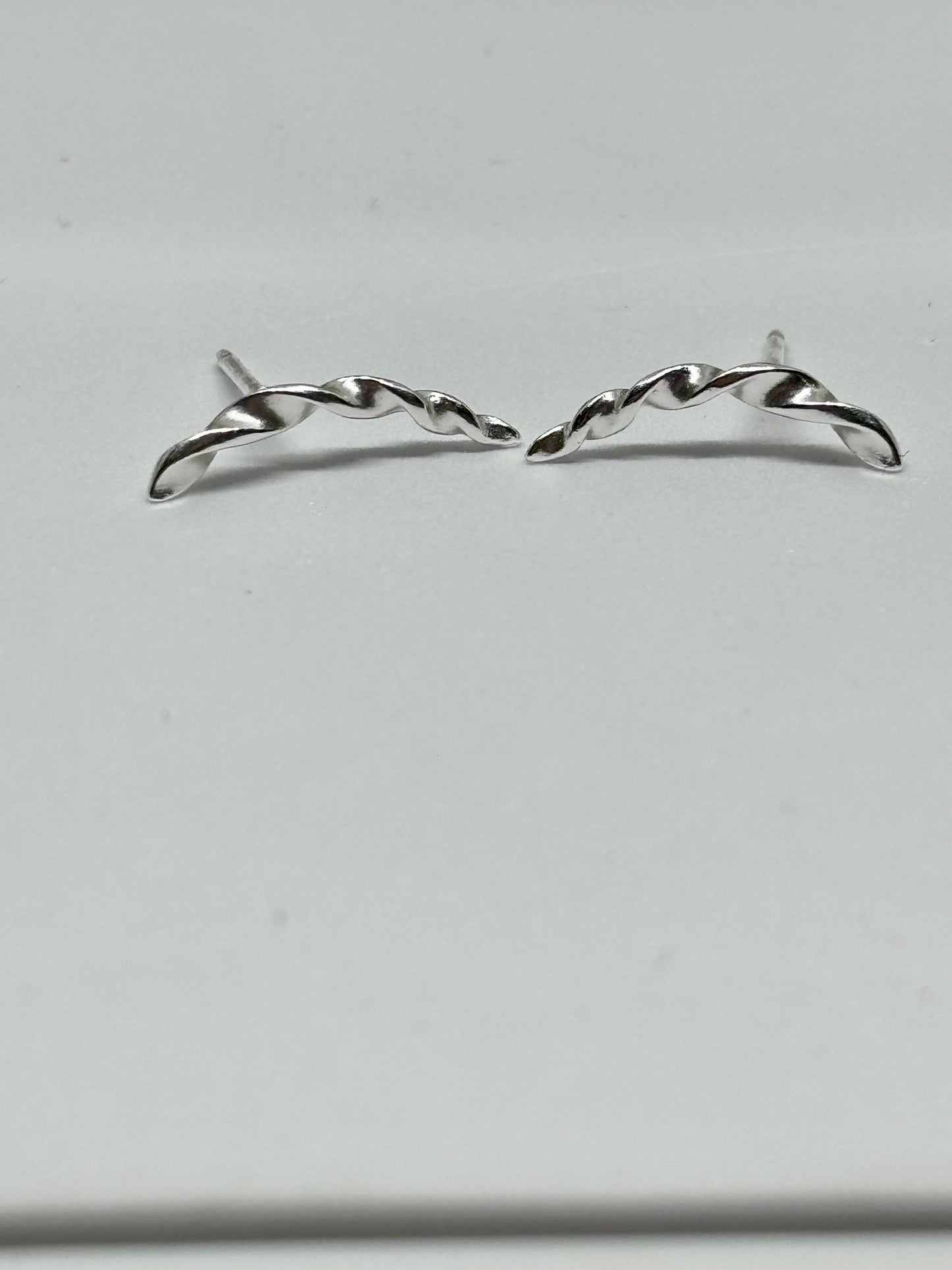 Twisted silver ear studs from Pixi Daisy