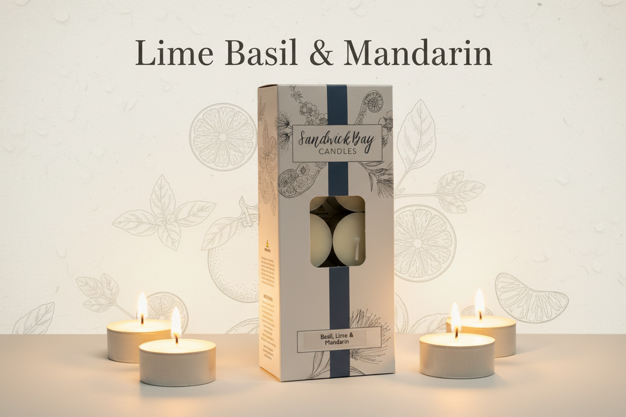 Lime Basil & Mandarin Tea Light Candles from Pixi Daisy