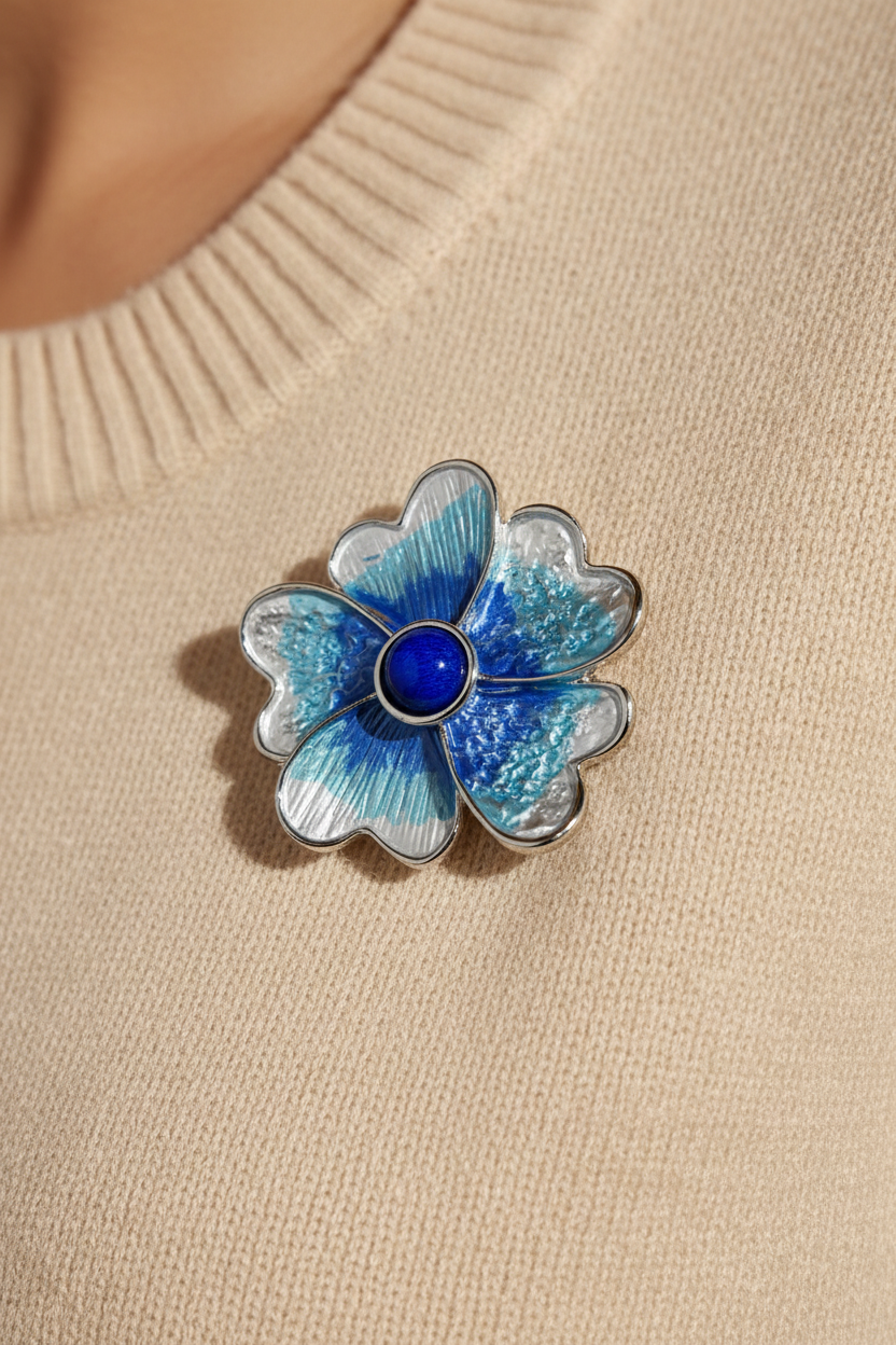 Miss Milly Blended Blue Flower Magnetic Brooch from Pixi Daisy