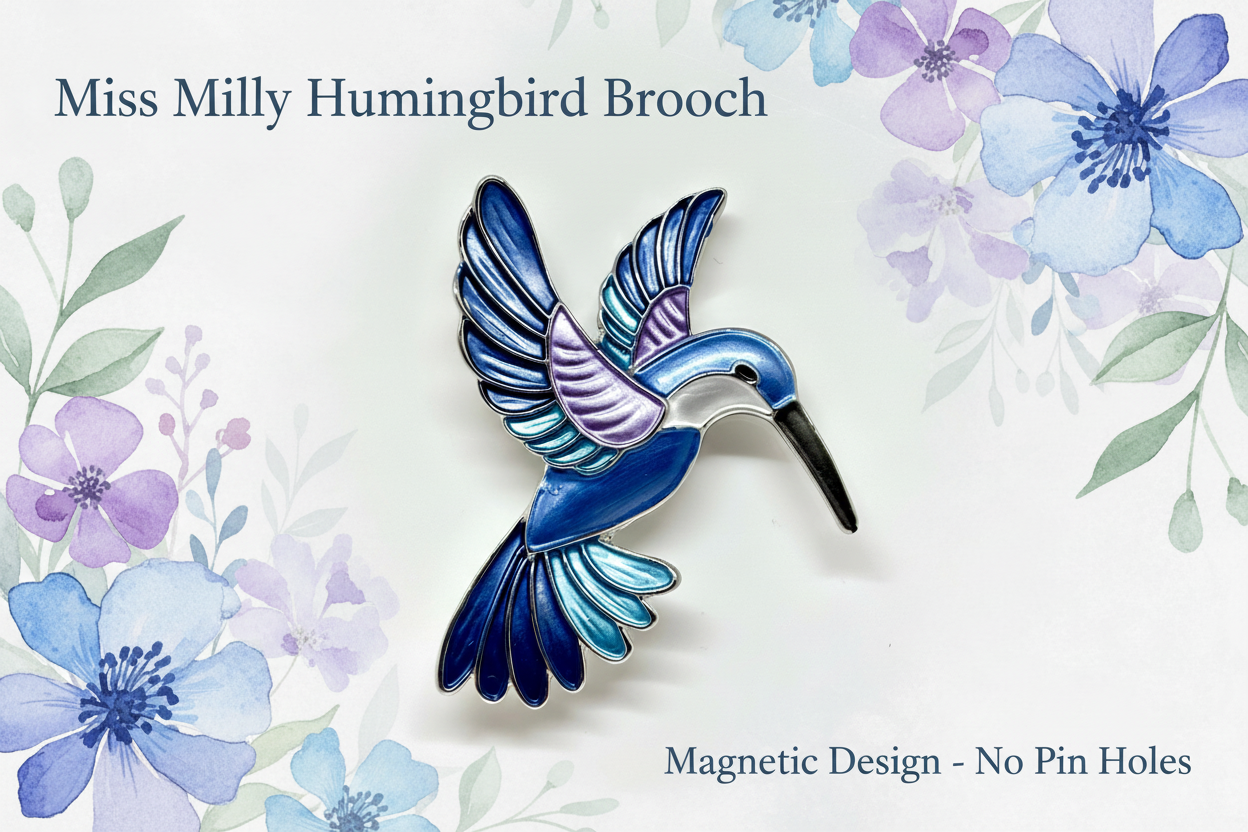 Miss Milly Blue Hummingbird Magnetic Brooch from Pixi Daisy