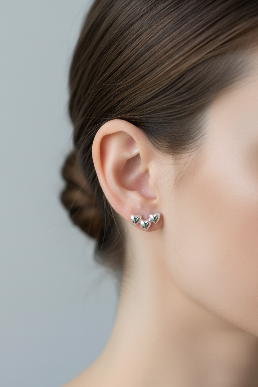 Triple Heart Cluster Stud Earrings - pixi daisy