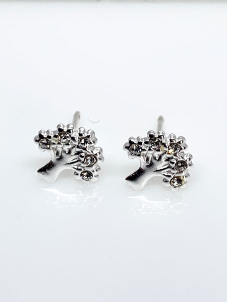 Silver Tree with Crystals ear Studs from Pixi Daisy