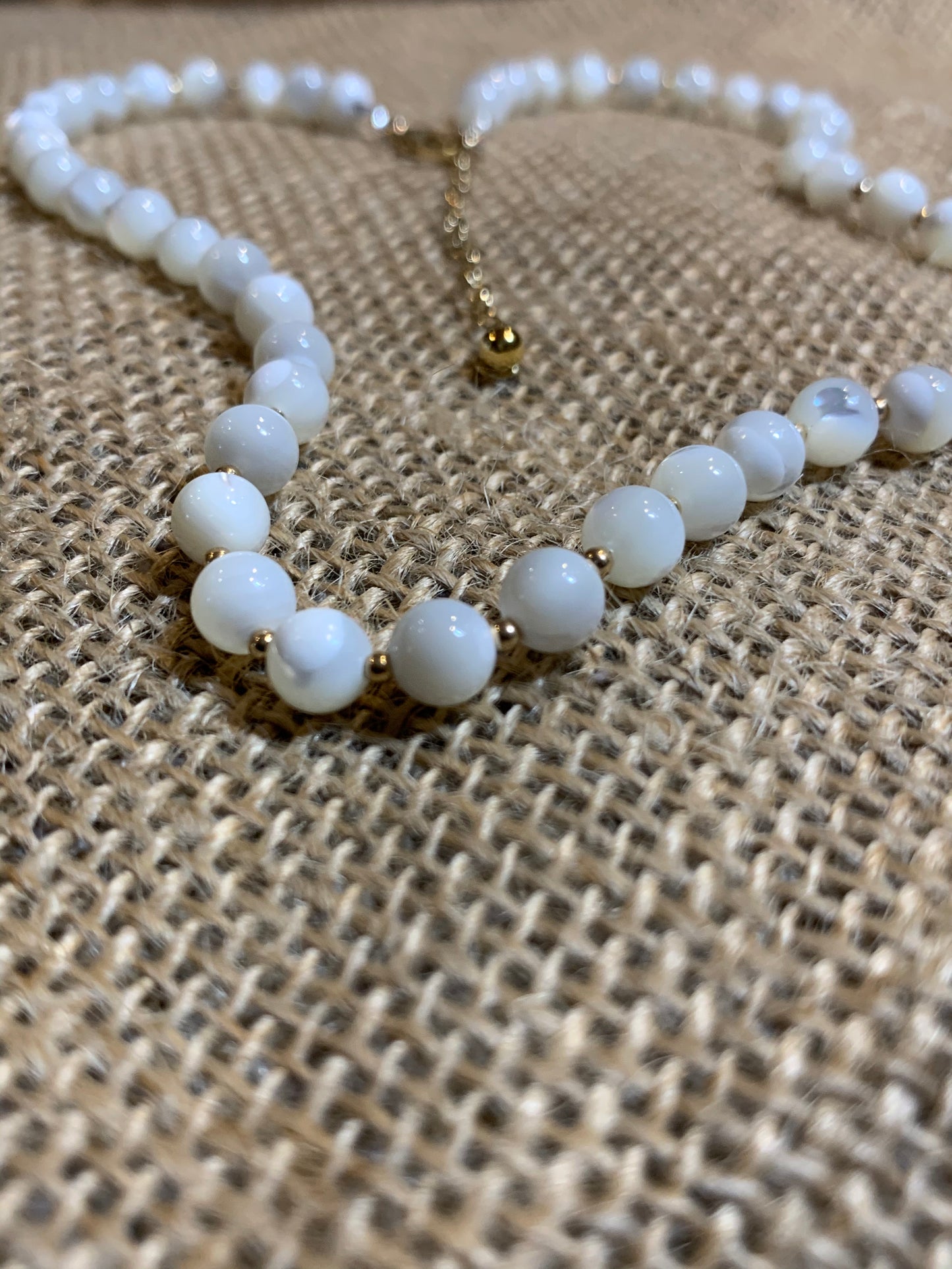 Mother of Pearl with Gold Filled Beads Necklace - pixi-daisy