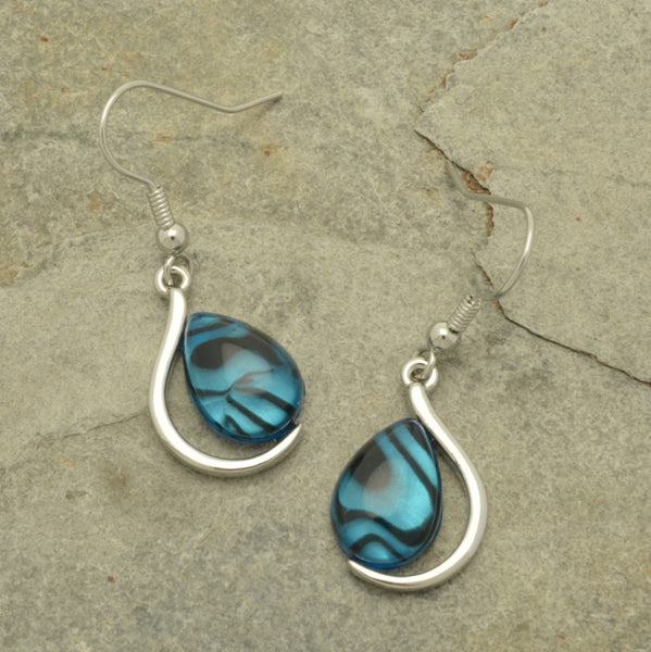 Miss Milly Turquoise & Silver Curved Teardrop Earrings from Pixi Daisy