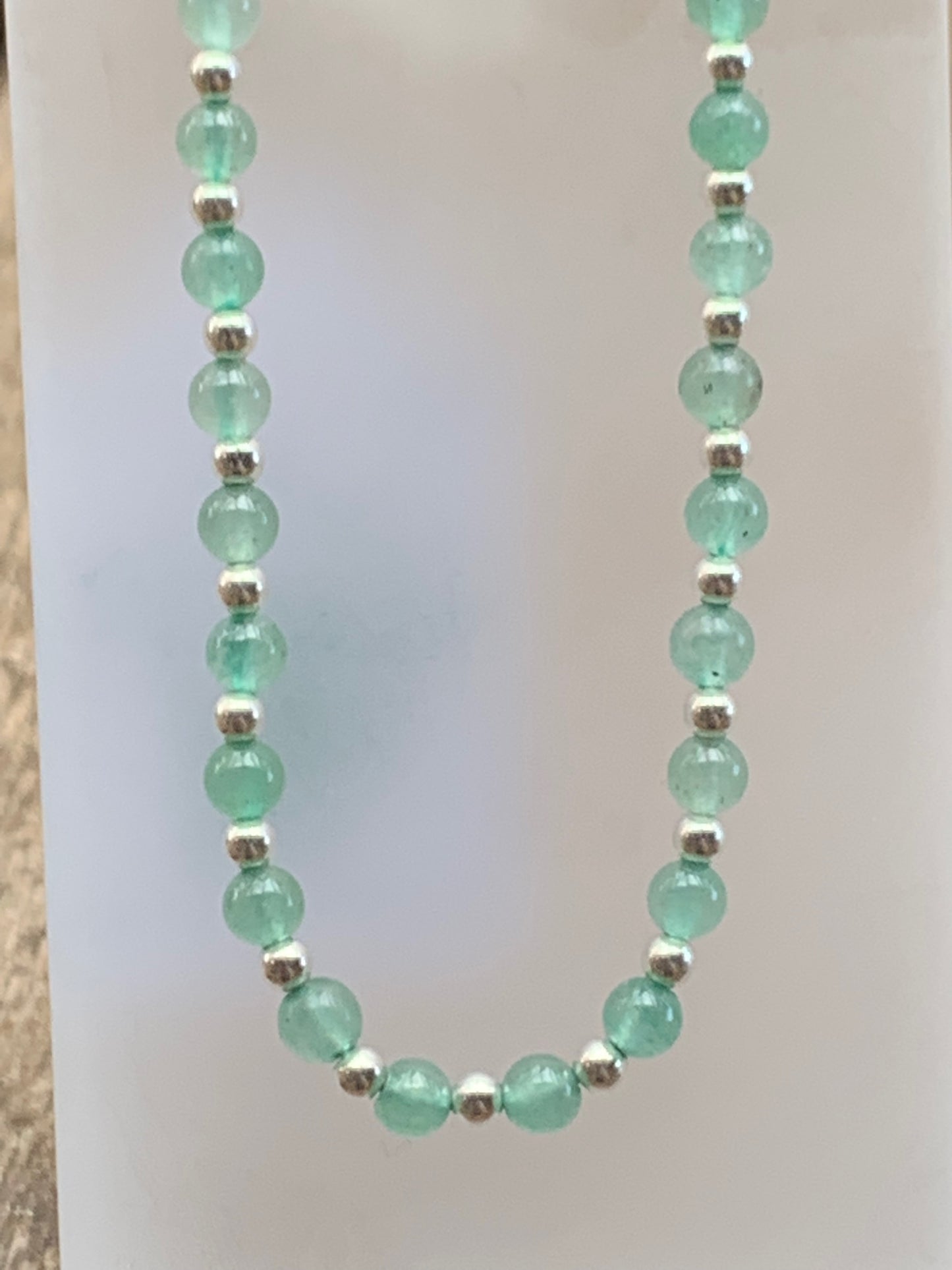 Adventurine Gem Stone and Silver Bead Bracelet - pixi-daisy