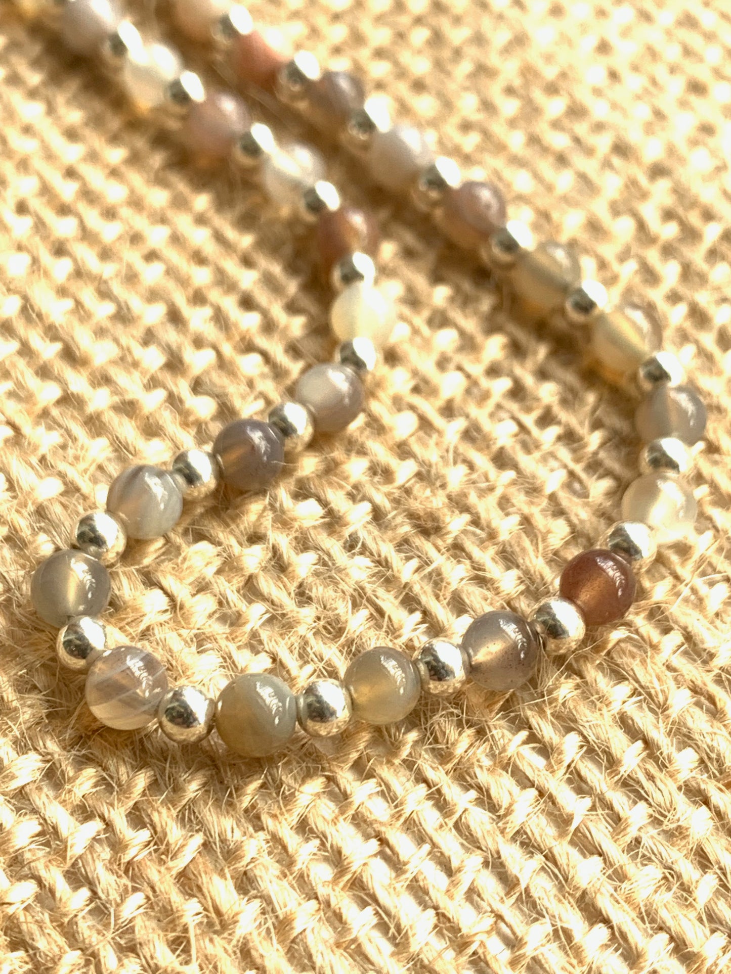 Botswana Semi Precious Gem Stone Bracelet on a Sterling Silver Chain - pixi-daisy