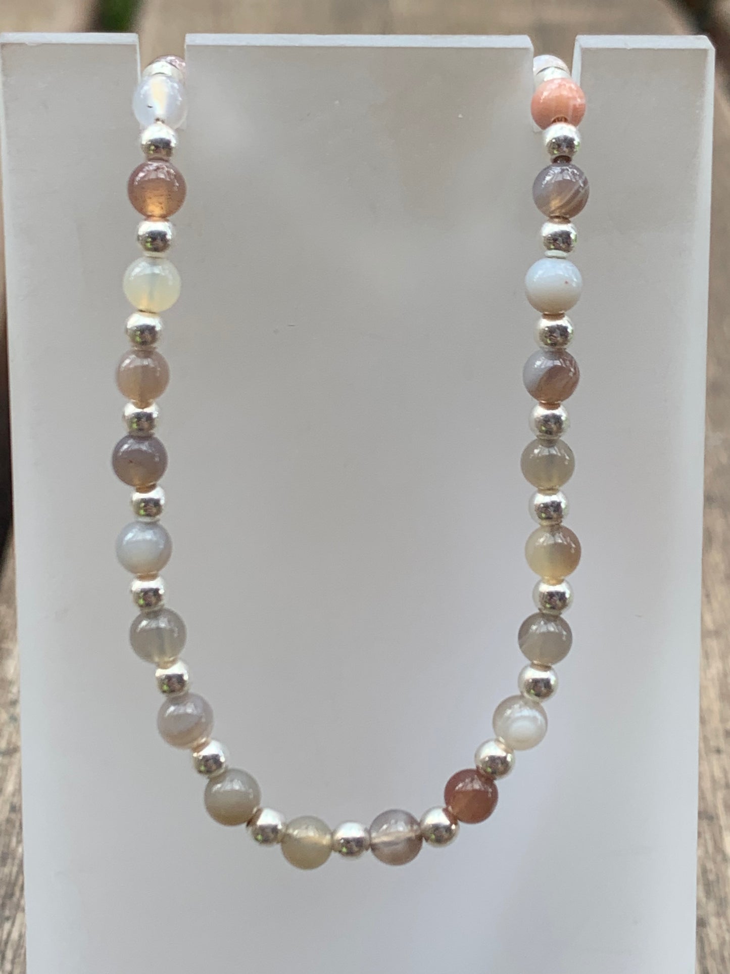 Botswana Semi Precious Gem Stone Bracelet on a Sterling Silver Chain - pixi-daisy