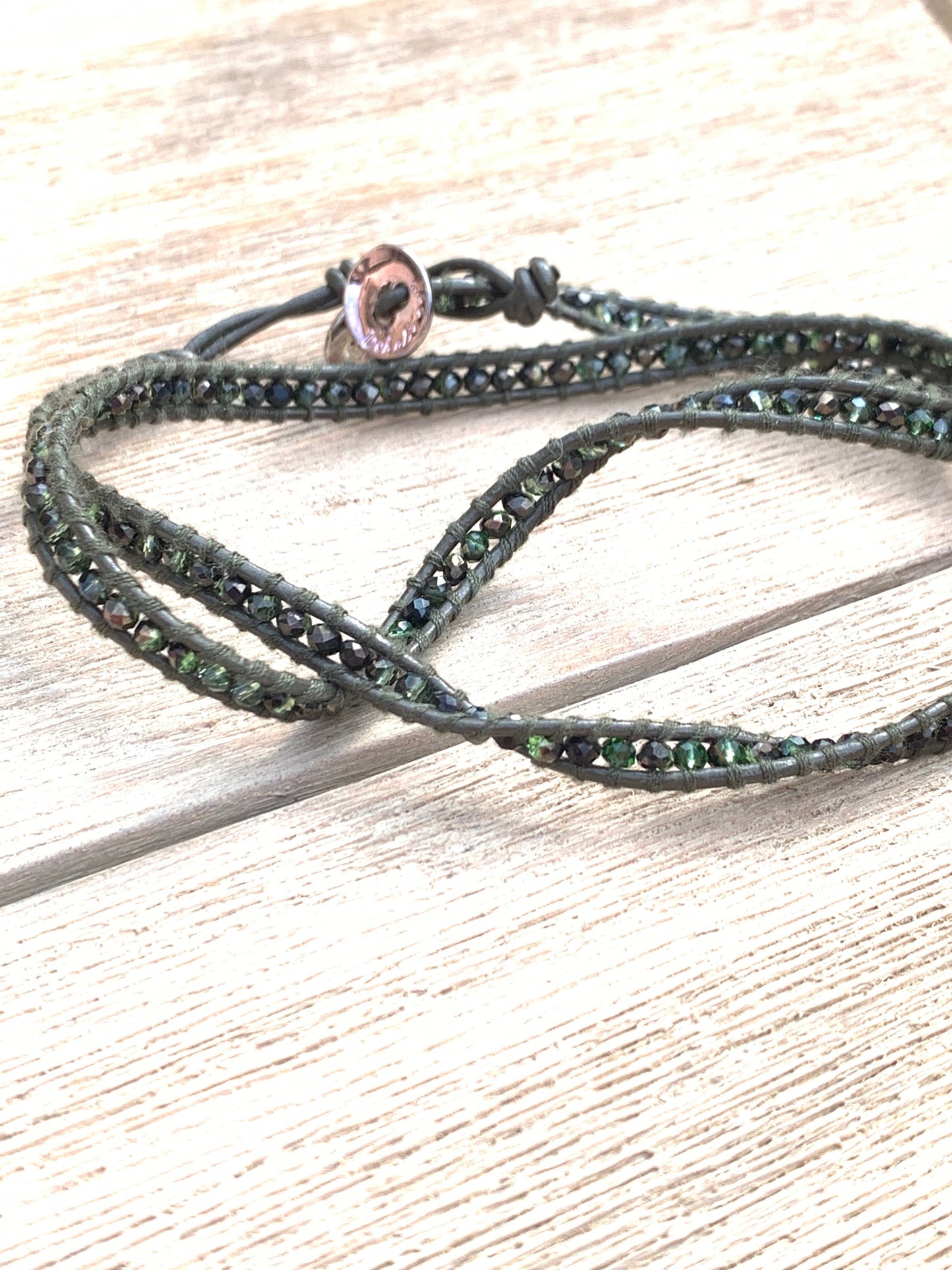 BoHo Betty Olive Twist 3 Wrap Bracelet - pixi-daisy