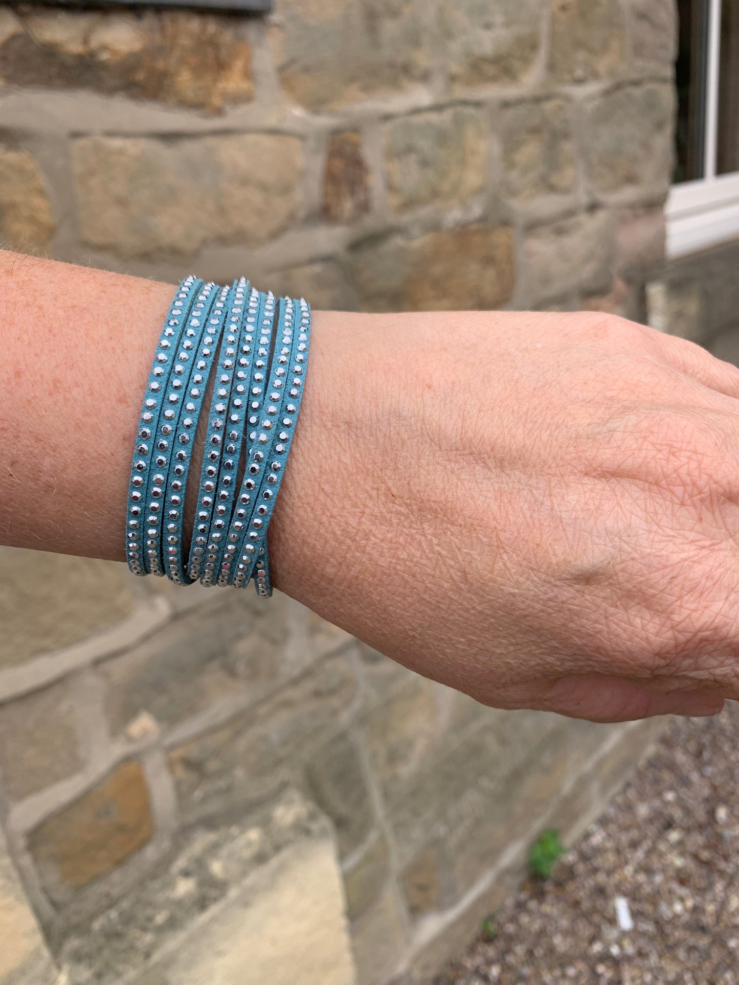 BoHo Betty Clematis Denim Blue 2 Wrap Bracelet - pixi-daisy