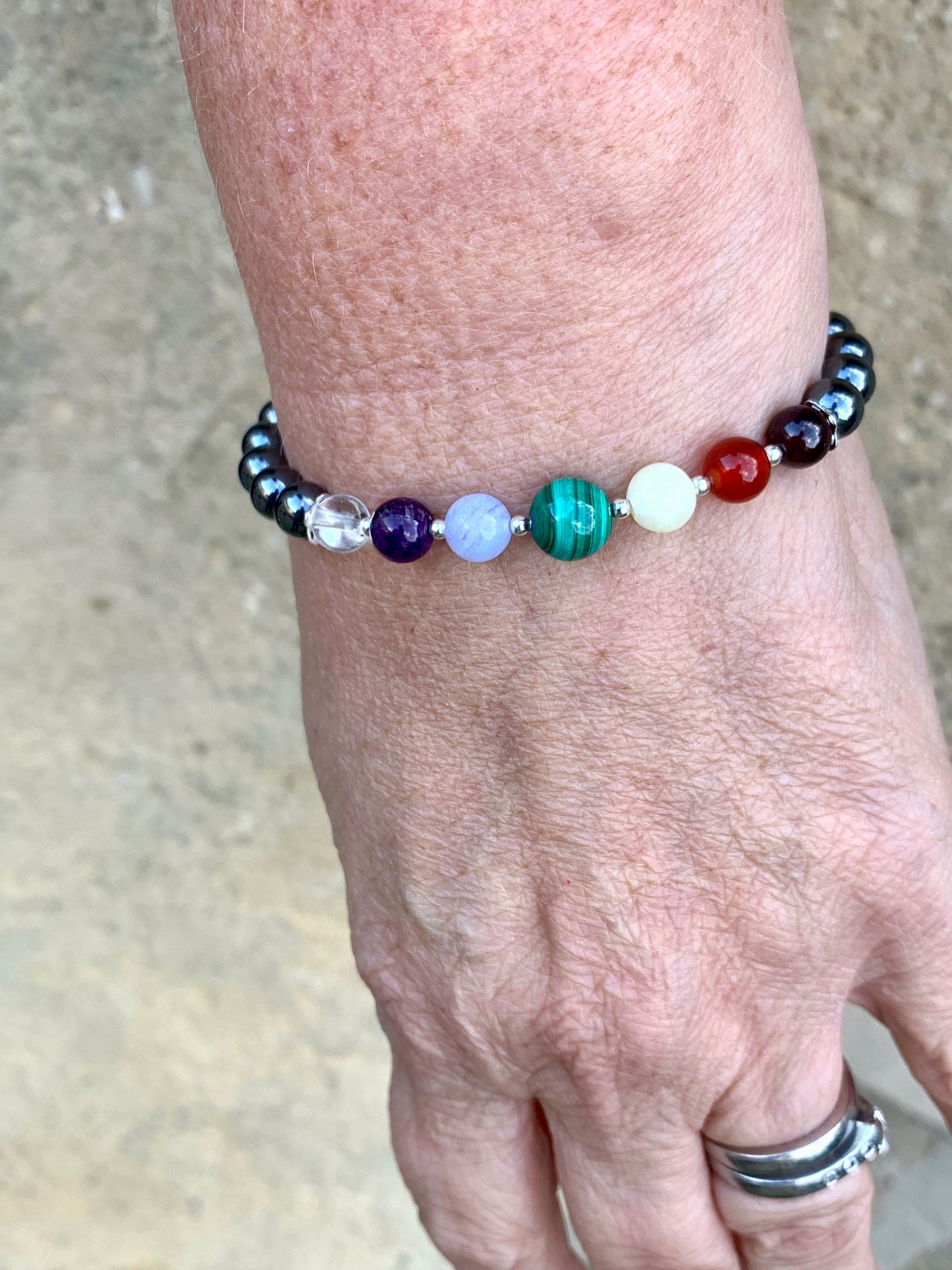 Chakra Semi Precious Gem Stone Stretchy Bracelet - pixi-daisy