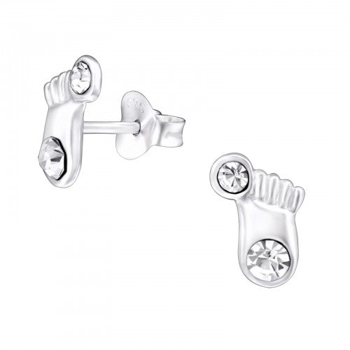Feet Sterling Silver Ear Studs - pixi-daisy