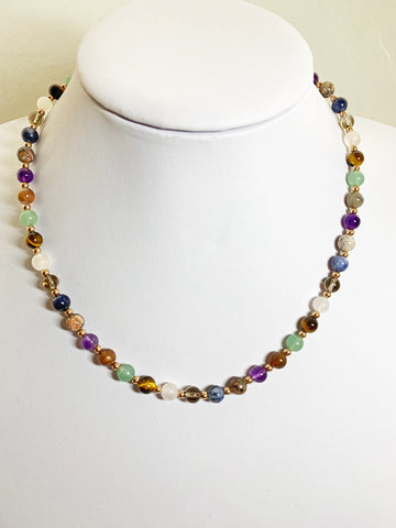 African Semi Precious Stone Necklace with Silver Beads - pixi-daisy