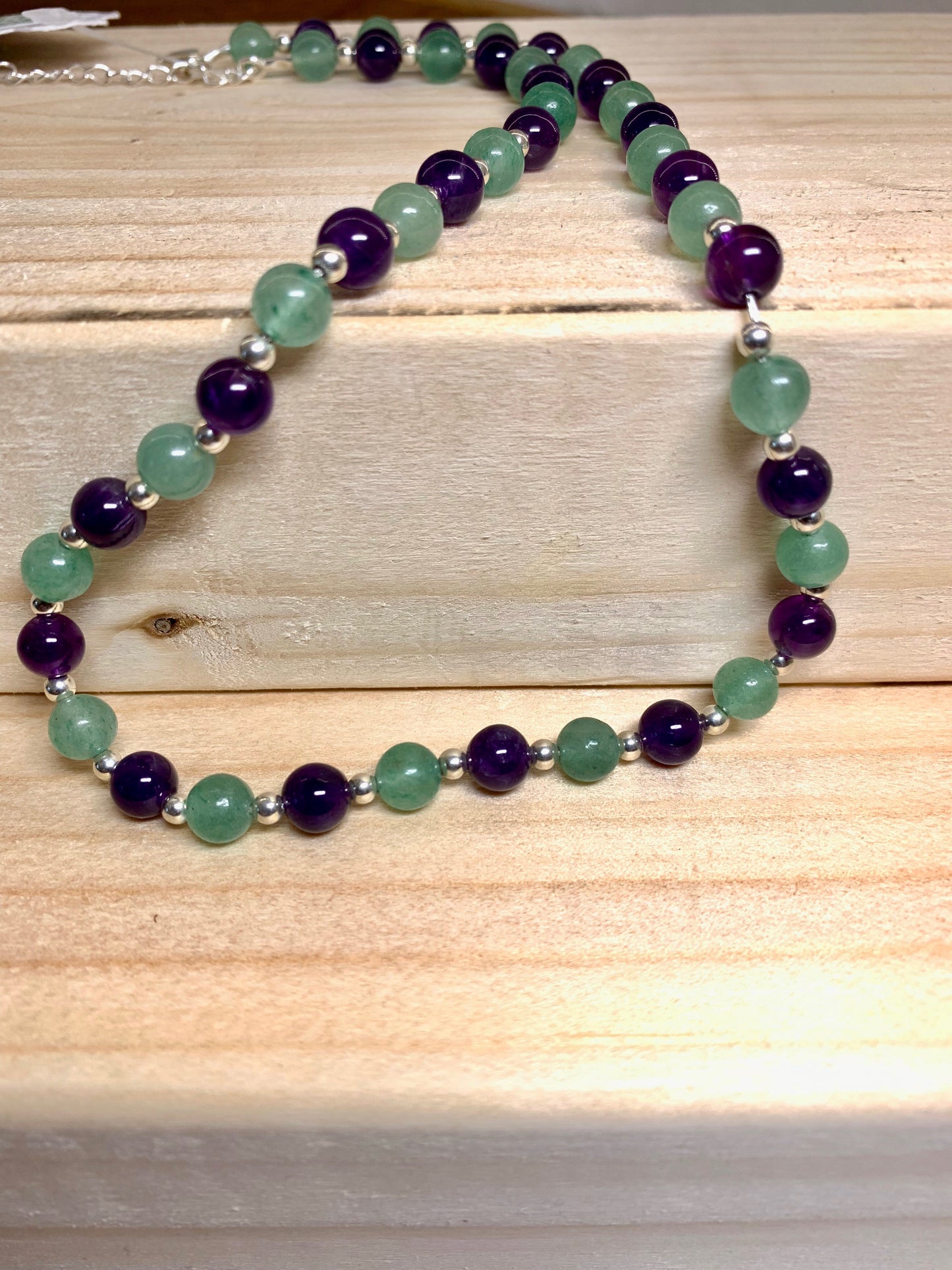 Handmade Amethyst and Adventurine Semi Precious Necklace - pixi-daisy
